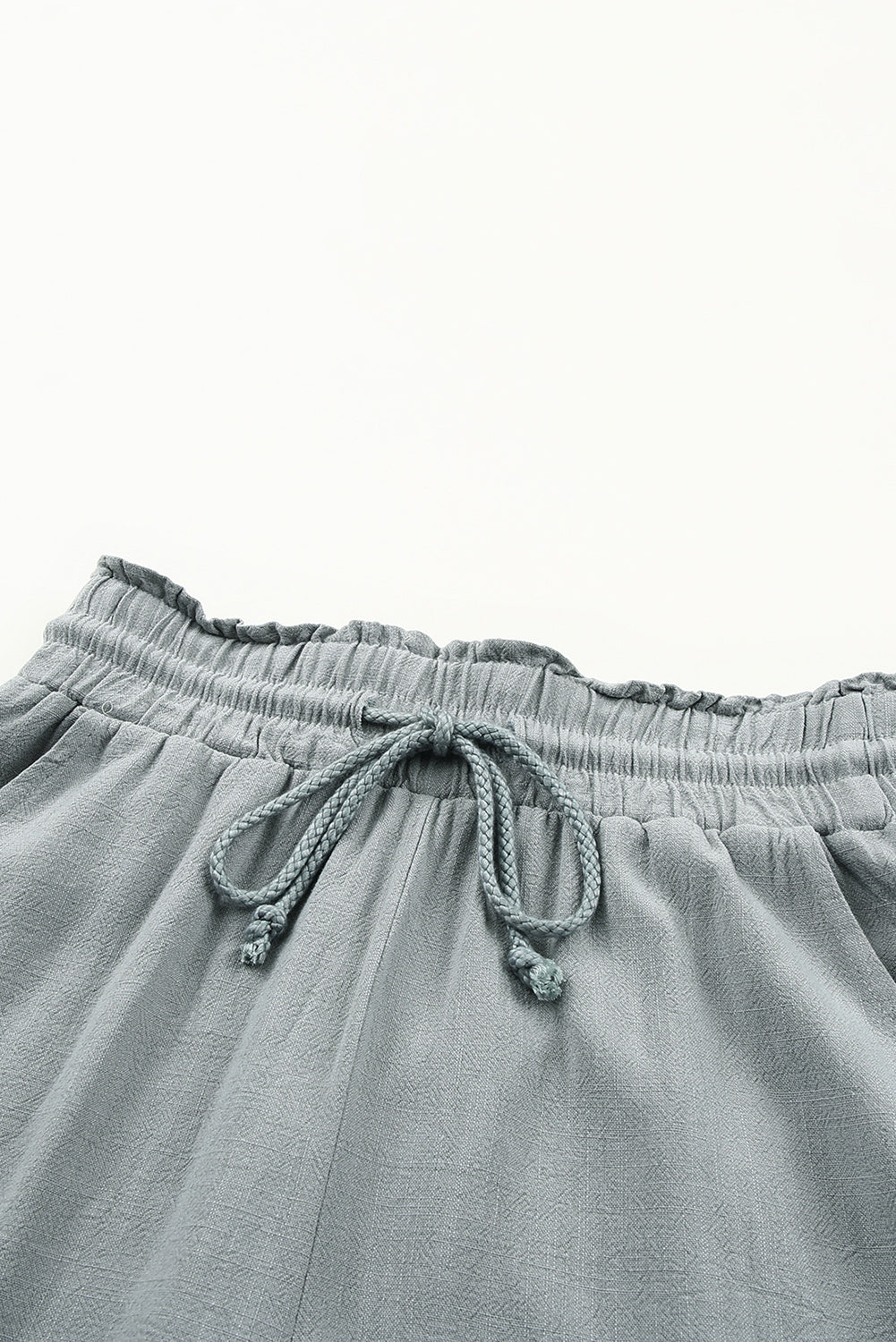 Gray Drawstring Frayed Edge Pocketed Shorts