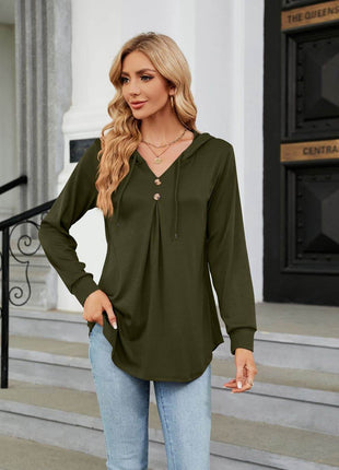 Long Sleeve Hooded Blouse - MimiStylez