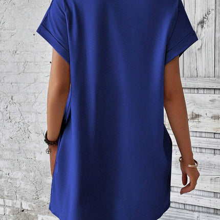 Round Neck Short Sleeve Mini Dress - MimiStylez
