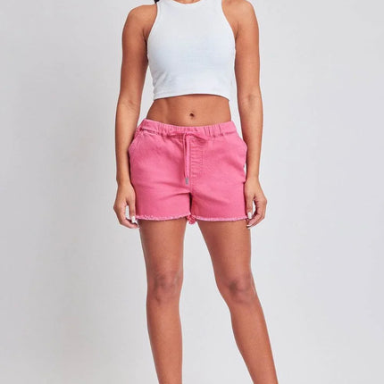 YMI Jeanswear Full Size Drawstring Raw Hem Shorts - MimiStylez