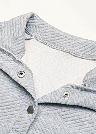 Half Buttoned Collared Neck Sweatshirt with Pocket - MimiStylez