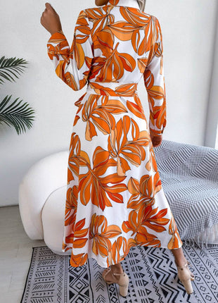 Tied Button Up Long Sleeve Dress - MimiStylez