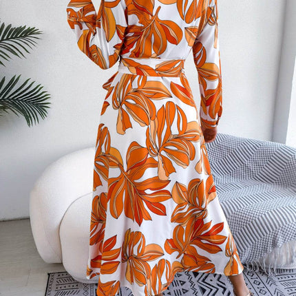 Tied Button Up Long Sleeve Dress - MimiStylez