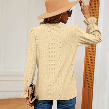 V-Neck Flounce Sleeve Blouse - MimiStylez