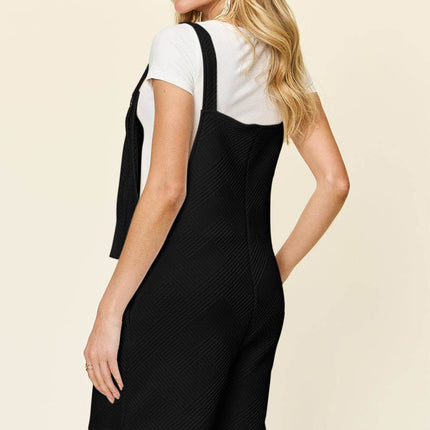Double Take Full Size Texture Sleeveless Romper - MimiStylez