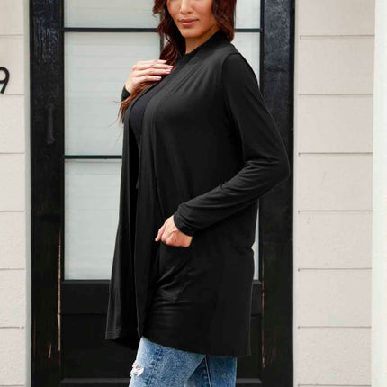 Basic Bae Full Size Open Front Long Sleeve Cardigan with Pockets - MimiStylez