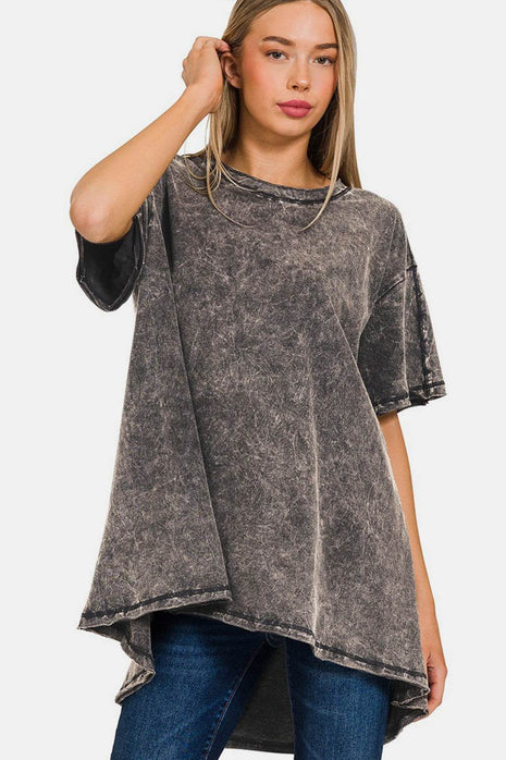 Zenana Round Neck Dropped Shoulder Blouse - MimiStylez