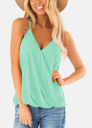 Full Size Surplice Spaghetti Strap Top - MimiStylez