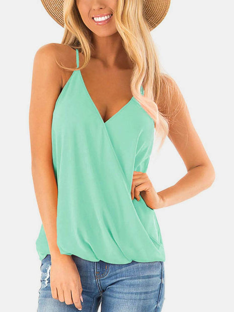 Full Size Surplice Spaghetti Strap Top - MimiStylez