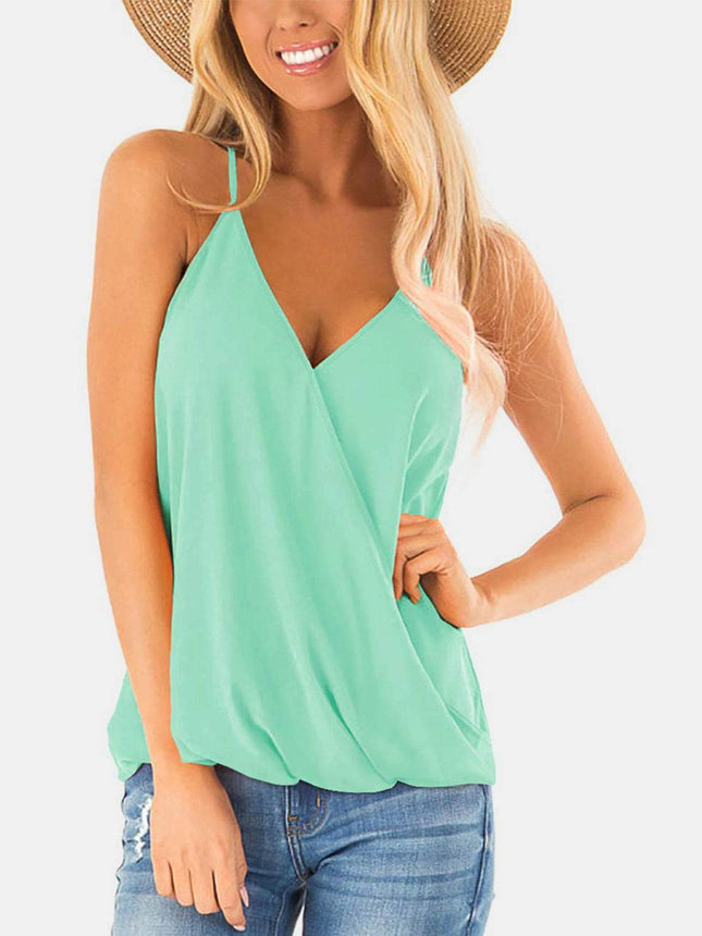 Full Size Surplice Spaghetti Strap Top - MimiStylez