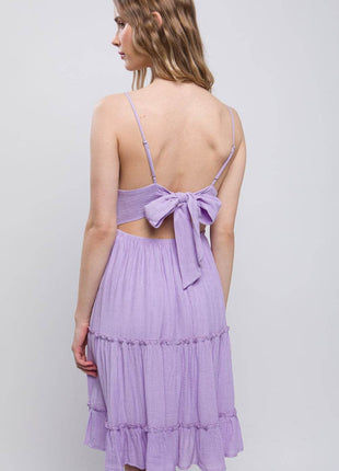 Love Tree Lace Detail Tied V-Neck Mini Cami Dress - MimiStylez