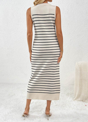 Round Neck Sleeve Midi Knit Dress - MimiStylez