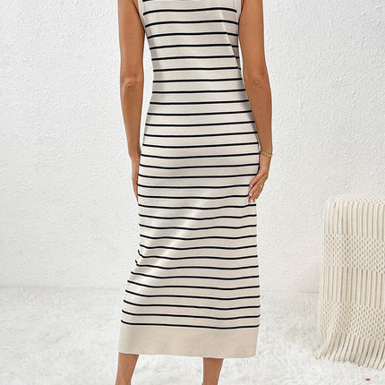 Round Neck Sleeve Midi Knit Dress - MimiStylez