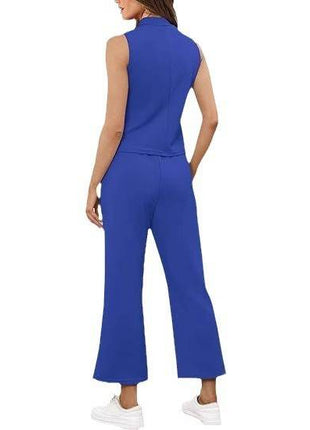 Sleeveless Top Wide Leg Cropped Pants - MimiStylez