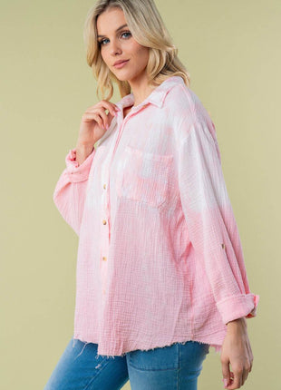 White Birch Full Size Long Sleeve Tie Dye Shirt - MimiStylez