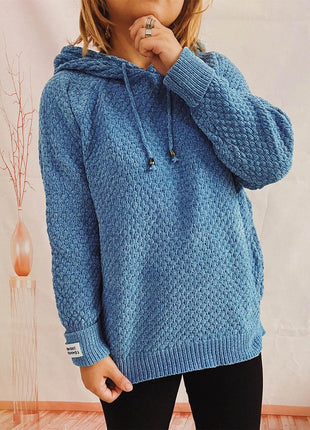 Drawstring Long Sleeve Hooded Sweater - MimiStylez