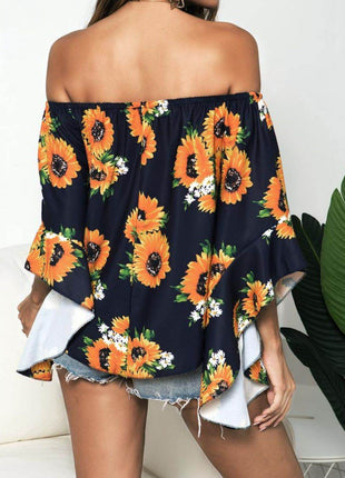 Floral Print Off-Shoulder Flounce Sleeve Blouse - MimiStylez