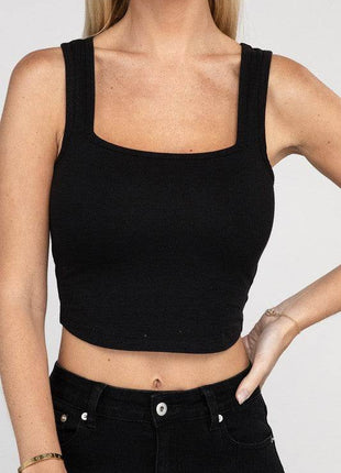 Cotton Square Neck Cropped Cami Top - MimiStylez