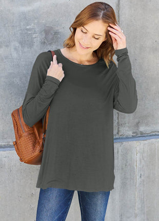 Basic Bae Full Size Round Neck Dropped Shoulder T-Shirt - MimiStylez