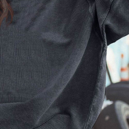 Ribbed Round Neck Drop Shoulder Sweatshirt - MimiStylez