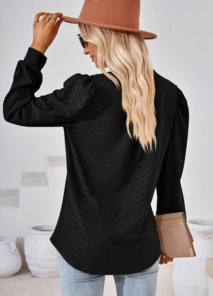 Notched Long Sleeve T-Shirt - MimiStylez