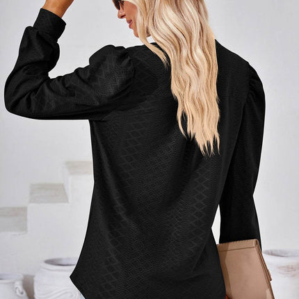 Notched Long Sleeve T-Shirt - MimiStylez