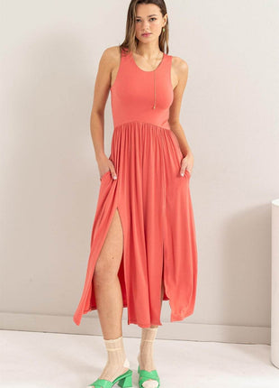 HYFVE Sleeveless Slit Midi Dress - MimiStylez