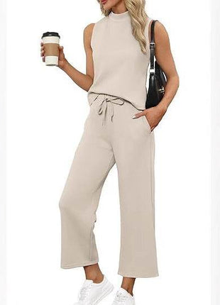 Sleeveless Top Wide Leg Cropped Pants - MimiStylez