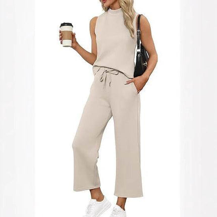 Sleeveless Top Wide Leg Cropped Pants - MimiStylez