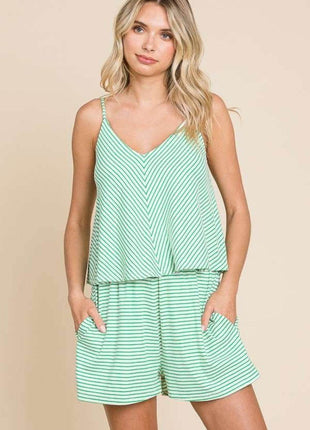 Culture Code Full Size Double Flare Striped Romper - MimiStylez