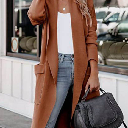Open Front Dropped Shoulder Outerwear - MimiStylez