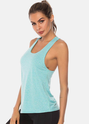 Full Size Scoop Neck Wide Strap Active Tank - MimiStylez