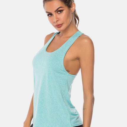 Full Size Scoop Neck Wide Strap Active Tank - MimiStylez