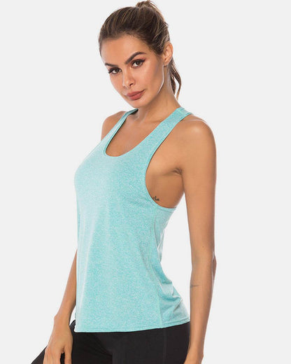 Full Size Scoop Neck Wide Strap Active Tank - MimiStylez