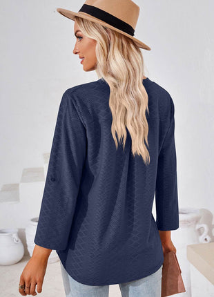 Notched Roll-Tab Sleeve T-Shirt - MimiStylez