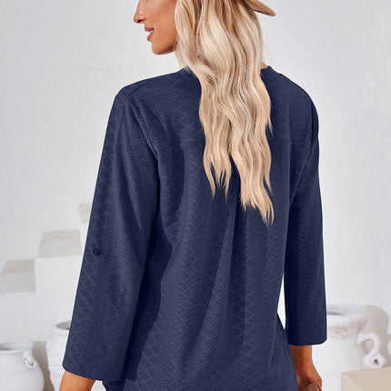 Notched Roll-Tab Sleeve T-Shirt - MimiStylez