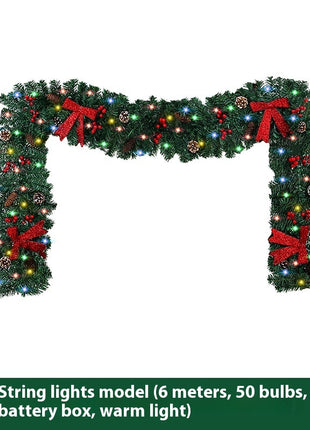 9FT Christmas Garland Pine Cone Bow Decorative Holiday Decoration