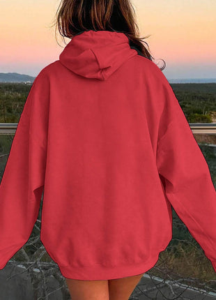 Drawstring Dropped Shoulder Hoodie - MimiStylez