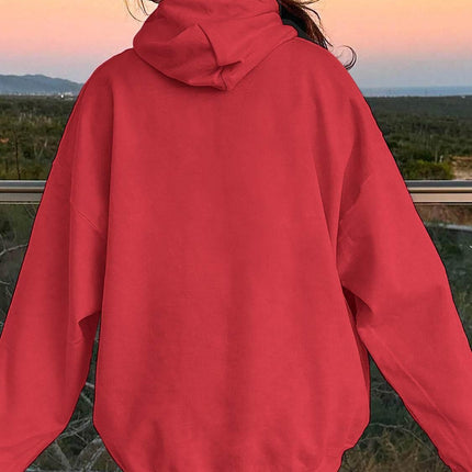 Drawstring Dropped Shoulder Hoodie - MimiStylez
