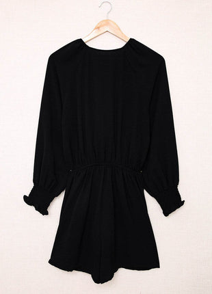 Tied Flounce Sleeve Plunge Romper - MimiStylez