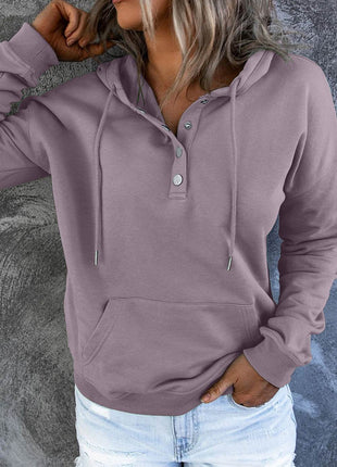 Dropped Shoulder Long Sleeve Hoodie with Pocket - MimiStylez