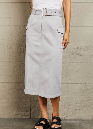 HYFVE Professional Poise Buckled Midi Skirt - MimiStylez