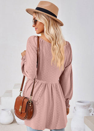 V-Neck Lantern Sleeve Blouse - MimiStylez