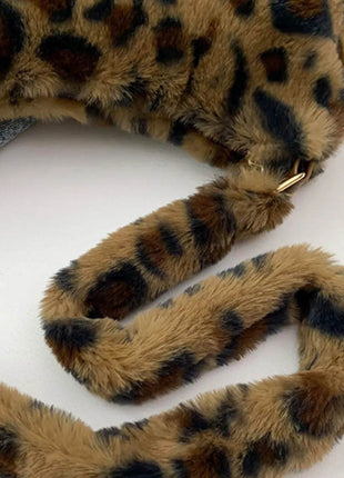 Leopard Fluff Shoulder Bag - MimiStylez