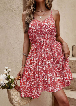 Floral V-Neck Mini Cami Dress - MimiStylez