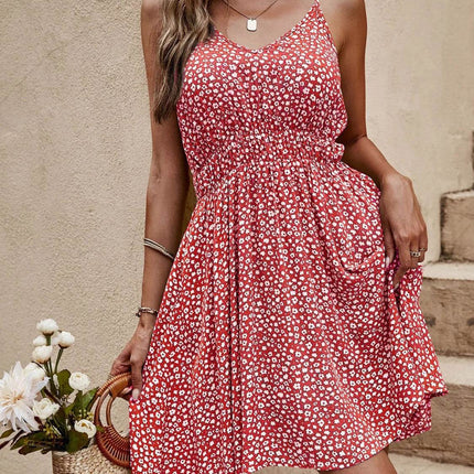 Floral V-Neck Mini Cami Dress - MimiStylez