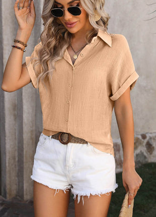 Button Up Short Sleeve Shirt - MimiStylez