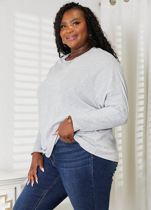 Double Take Seam Detail Round Neck Long Sleeve Top - MimiStylez