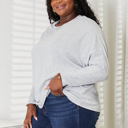 Double Take Seam Detail Round Neck Long Sleeve Top - MimiStylez