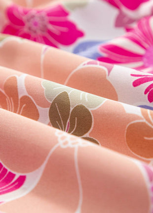 Printed Square Neck Half Sleeve Mini Dress - MimiStylez